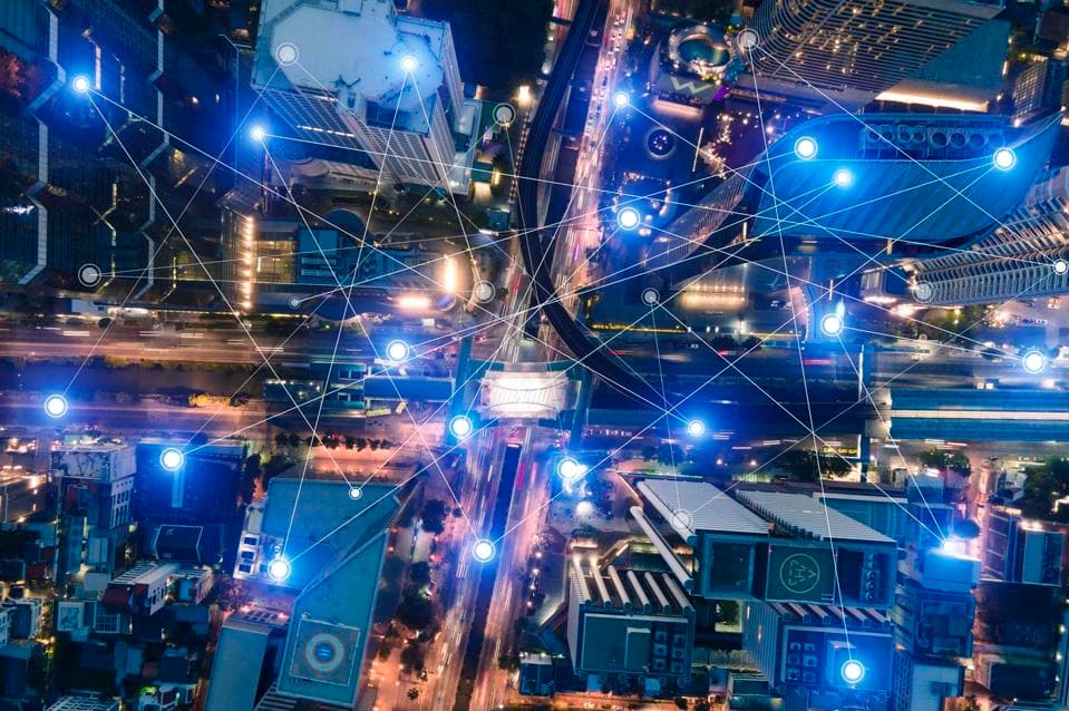 Abstract visualization of AI and quantum computing infrastructure.