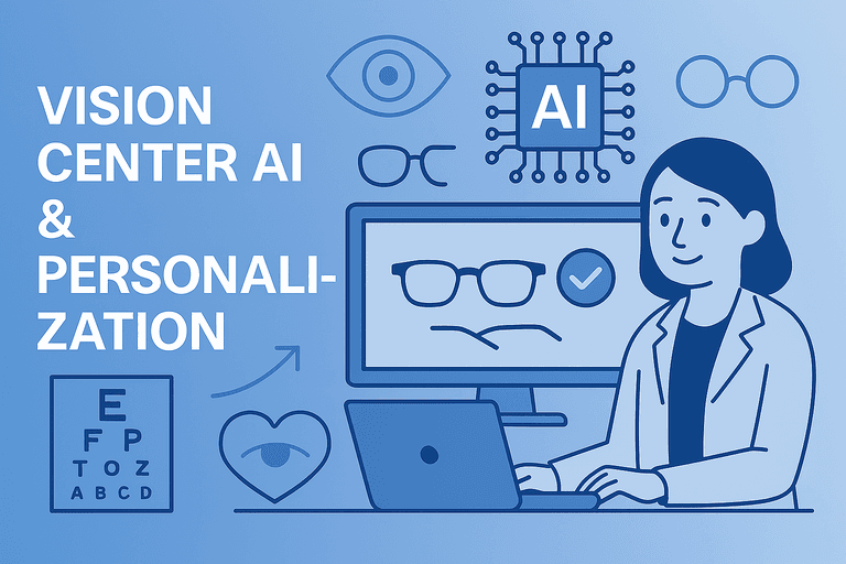 AI-Powered Vision Center interface with virtual try-on
